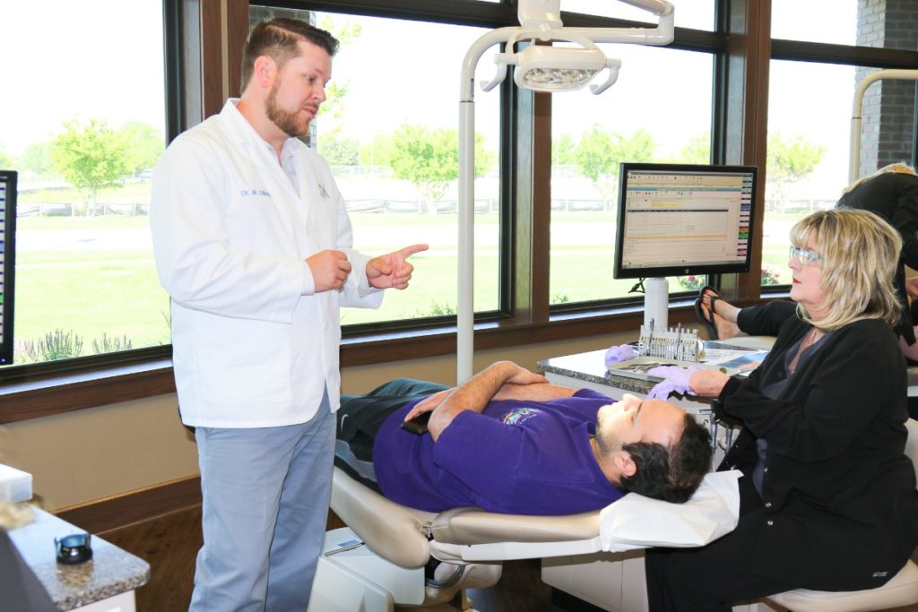 Dr. Dillehay with adult patient