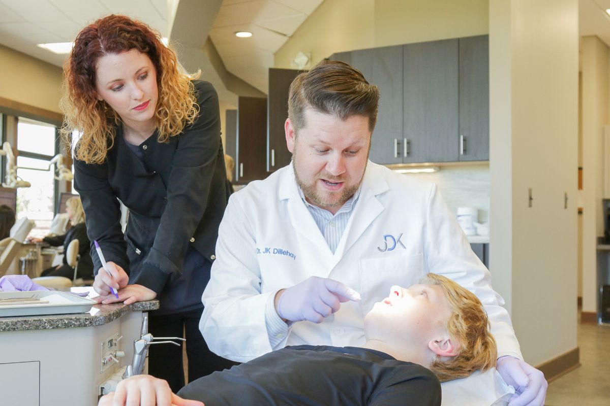 Dr. Dillehay with a patient